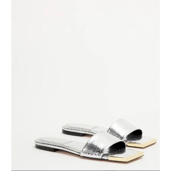 Good American Women's Silver Snake Print Slide Sz 6.5 - Picture 3 of 8